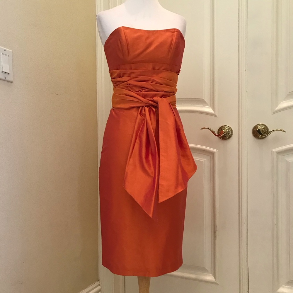 NWOT Jenny Yoo collection tangerine silk dress
